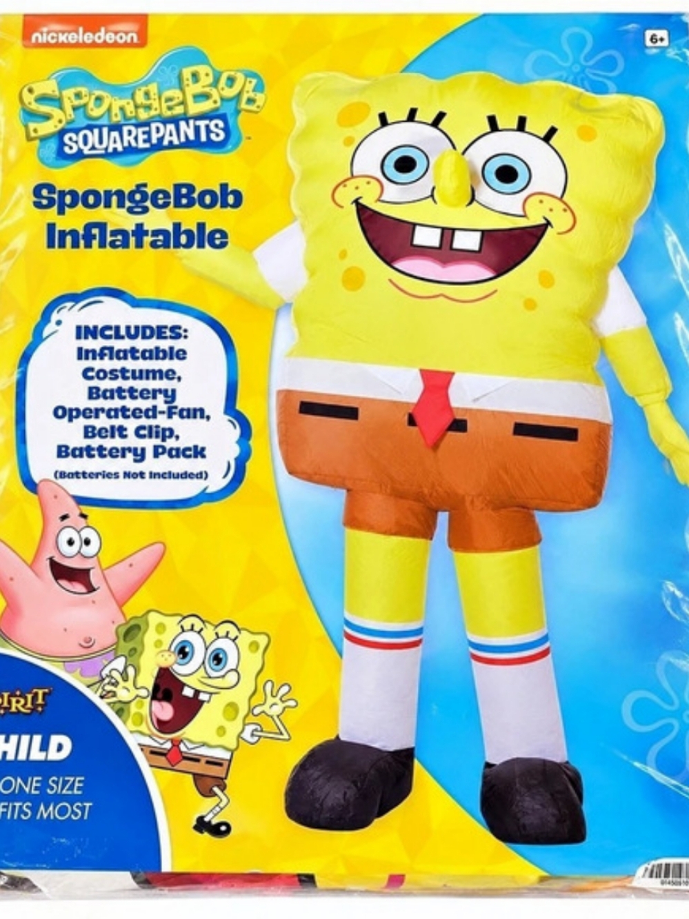 Spirit Halloween SpongeBob Inflatable Child One Size Inflatable Costume NWT